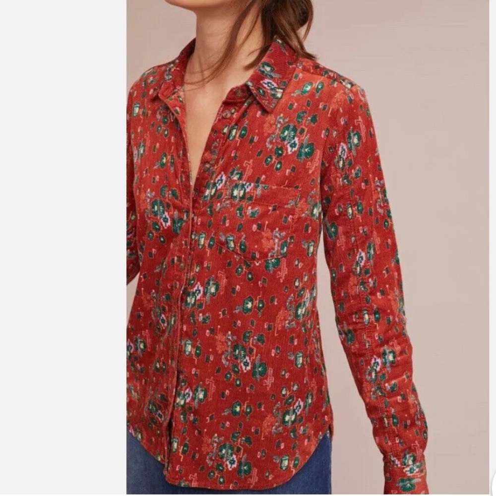 Anthropologie Building Corduroy Button Down Shirt